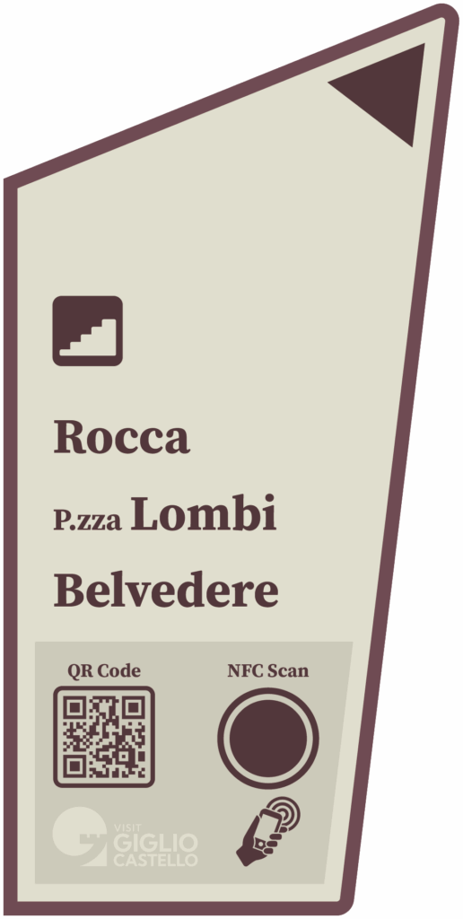 il cartello indica come raggiungere Rocca, Piazza Lombi e Belvedere.