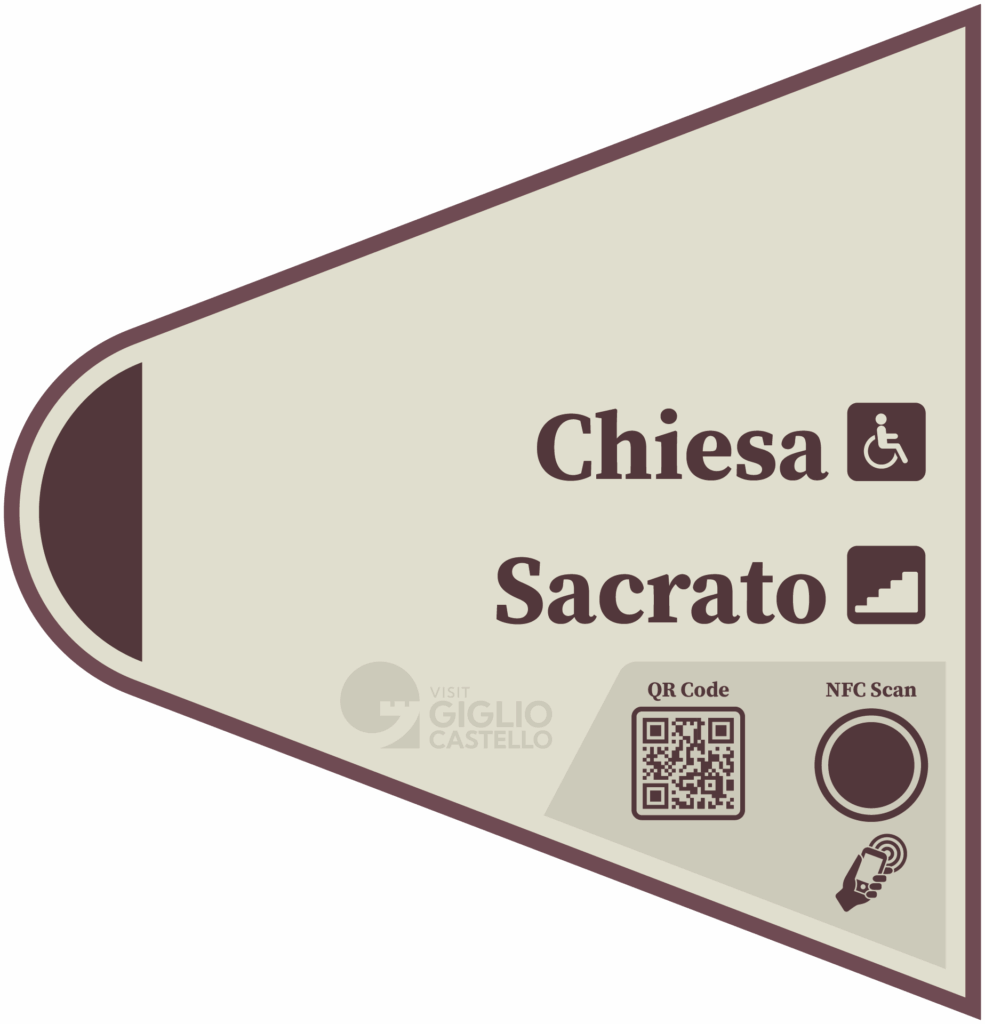 il cartello indica come arrivare a Chiesa e Sacrato.