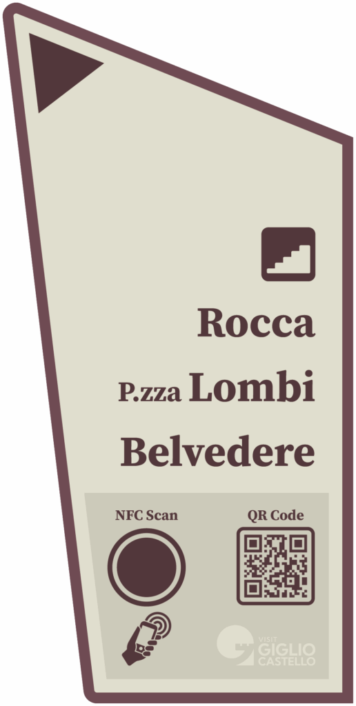Ulteriore cartello che indica come raggiungere Belvedere, Lombi, Rocca.